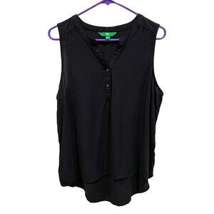 Henley Tank Top | Black | Sleeveless